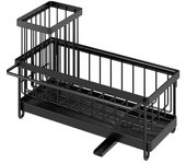 Organizador de Cocina Multiusos |Soporte para Esponja de Cocina| Organización de Fregadero con Bandeja de Desagüe Extraíble | Acero Inoxidable