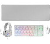 Mars gaming mcp-rgb3 combo gaming 4en1 - teclado tkl h-mech - raton 3200 dpi rgb - auriculares frgb con cancelacion de ruido - alfombrilla xxl antideslizante - color blanco