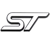 AUTOZOCO Emblema Adhesivo ST Line Volante, Emblema ST Line Volante, Insignia ST Line Volante, Insignia Adhesiva ST Line, Apto para Volante, Compatible con Ford, Metal, 3 cm Ancho x 1.2 cm Alto, Blanco