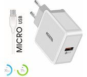 AC155 Cargador Pared Carga Rápida QC3.0 18W - Micro USB Blanco