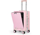 Maleta de Cabina 55x35x25cm con Neceser 25x30x17 de Policarbonato y ABS, Equipaje de Mano Multifuncional con USB y Abertura Frontal, Ligero, Rígido y Ruedas Dobles Giratorias 360º . Ideal para cualquier Escapada