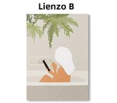 Leisure Life Bohemia Girl with Bed Champagne Sleep Tub Book  Coffee Prints  Wall Art Canvas Posters for Living Room Decor