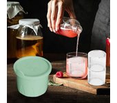 Moldes de silicona para hielo 2024, bandeja de hielo de silicona de fácil liberación con tapa, 3 moldes cilíndricos huecos para tazas, bandeja de hielo pequeña reutilizable para bar, hogar, oficina, whisky y bebidas frías (azul claro)