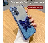 Luxury Glitter Butterfly Holder Phone Case for Oppo A60 A18 A38 A55 A56 A57 A77 A36 A35 A32 5G TPU Plating Protector Back Cover