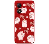 Tumundosmartphone Funda Silicona Líquida Roja para Zte Blade A34 4G diseño Cerdos Dibujos