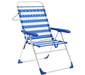 Marbueno Silla Plegable 5 Posiciones Aluminio Rayas Azul y Blanco Playa y Piscina 59X61X97 cm 10315