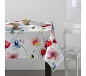 Mantel antimanchas de tela por metros impermeable teflon - Ancho 140cm - Flor acuarela fondo blanco 46062-1    mantel por metros; manteles; mantel barato; mantel jardín