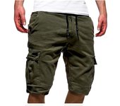 Pantalones Cortos Hombre Verano Casual Fashion Bermudas Cargo Shorts con 4 Bolsos Casual Original Color sólido Ajuste Vintage Pantalón Trabajo con Cordón Ajustable Running Correr Playa