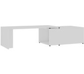 vidaXL Mesa de centro madera contrachapada 150x50x35 cm Blanco brillante, Blanco, Negro Mesita de Salón o Comedor o Auxiliar Mesa de Café Meuble Salón