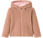 Chaqueta infantil con capucha pelo sintético borreguito coñac claro 128