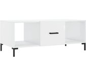 vidaXL Mesa de centro madera contrachapada 102x50x40 cm Blanco, Negro, Blanco brillante Mesita de Salón o Comedor o Auxiliar Mesa de Café Meuble Salón