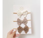 3Pcs/lot baby soft headband big bowknot headscraf infant nylon headties dress hair accessories babe headwear