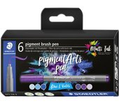 Rotulador con pincel de pigmento STAEDTLER Fiber Pen, azules y violetas,