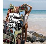 GTA 5 Grand Theft Auto Anime Beach Swimming Towel Soft Absorbent Washcloth Children's Gifts for Kids Travel Camping Gym
