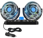 Ventilador de Doble cabeza para Coche de 24 V con rotación de 360 ° Y 2 velldades Refrigeración eficaz y silenciosa