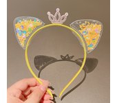 k-style of cute transparent cat ears headband quicksand crown headband kidsren's baby princess hair accessories
