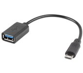 ADAPTADOR LANBERG OTG USB MICRO(M) 2.0 A USB-A(H) 15 CM NEGRO
