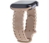 Floral Engraved Strap For Apple Watch Band 40mm 44mm 41mm 49mm 45mm 38mm 42mm Silicone bracelet iwatch series 9 7 se 6 8 ultra 2