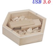 JASTER New USB Flash Drive 3.0 Acrylic Board Hexagonal Box  Pendrive 4GB 8GB 16GB 32GB  64GB 128GB Pen drive（No customized logo）