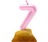 CABLEPELADO - Vela cumpleaños - celebracion - sin toxicos - sin humo - Numero de Tarta - fácil colocación - Número 7 - Rosa Claro