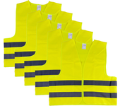 OFERTA - 5 Chalecos Amarillos JBM con Banda Reflectante para Alta Visibilidad