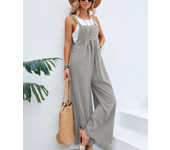 Womens jumpsuit pants popular Amazon European and American womens clothing wide leg pants, solid color casual suspender pant