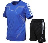 Conjunto De Deporte Para Hombres Y Mujeres Verano Camiseta Corta Y Shorts Dos Piezas Running Fitness Outdoor Sports Polyester O-Neck Cierre De Cordón