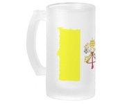 MERCHANDMANIA JARRA CERVEZA CRISTAL bandera vaticano pais gobierno cristiano papa esmerilada esmerilado 500ml
