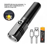 Zoom White Beam Light Long Distance Mini Flashlight Type-C Usb Rechargeable Portable Pocket Torch Home Outdoor 16340 Battery