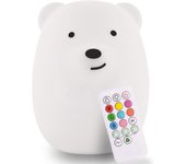 Luz nocturna LED de silicona abrazable para niños, control remoto, batería recargable por USB, 9 colores disponibles, apagado automático con temporizador, oso