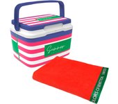 Nevera life story 5 litros pink navy + toalla de playa 90x160cm 380gsm velour 100%algodon rojo