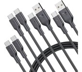 RAMPOW Lote de 4 cables USB C de 2 m - 2 cables USB C a USB C y 2 cables USB a USB C - Cable de carga rápida USB C pour iPhone 15 - Pour MacBook, iPhone 15/15 Pro, Samsung S23/S22, iPad