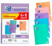 Cuadernos Espiral Oxford Classic Write & Erase con Pizarra Blanca y Tapas Extraduras - 5 de Formato Folio Cuadriculado 4x4mm - 80 Hojas - Colores