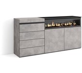 Skraut Home - Cómoda, cajonera de cuatro cajones - Mueble Auxiliar - 157x35x75 cm - Dormitorio, habitación - Chimenea eléctrica efecto led 3d - Estilo Moderno - Varios colores disponibles
