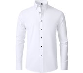 6XL Spring and Autumn Social Business Leisure Slim Fit Thin Pure White Large Sleeve Men's Shirt Fashion and Easy to Wear