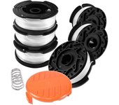 Carrete de hilo para recortadora Black and Decker, carrete de 6 hilos para recortadora con 1 cubierta de carrete y 1 resorte