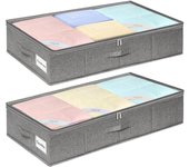 mepure Underbed Storage Boxes – 3 Pack Fabric Storage Bags, 50L Under Bed Storage Box with Lids and Zips, Foldable Clothes Organiser for Bedding, Quilts, Toys, Shoes – Grey