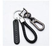 Trendy DIY Mobile Phone Number Plate Pendant Keychain for Men Punk Simple Woven Leather Rope Anti-lost Car Key Chain Accessories