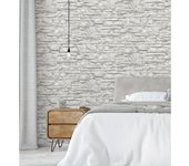 Muestra DIN A4 de Papel pintado vinílico lavable piedra pizarra blanca con textura relieve 3D - Israel 453147 de GAULAN