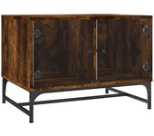 vidaXL Mesa de centro con puertas de vidrio 68,5x50x50 cm Blanco, Negro, Roble Sonoma Mesita de Salón o Comedor o Auxiliar Mesa de Café Meuble Salón