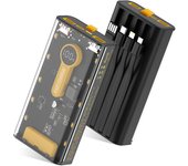 Cargador portátil de 10000 mAh, 22,5 W, batería externa de carga rápida con cable incorporado, paquete de batería externa transparente con linterna, entrada y salida USB C, cargador portátil para teléfonos móviles iPhone, Samsung y Android