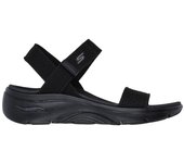 Cómoda  Sandalia de mujer Skechers GO WALK ARCH FIT SANDAL 2.0 tejido negro con velcro. Entresuela GOGA MAT amortiguadora. Plantilla Arch Fit, con más ajuste en el arco Altura Tacón bajo (1-3 cm) Referencia 140874-BBK