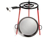 Vaello Set Completo Paellera Pulida 46cm con Trípode y Quemador de Gas 400mm EDM 76969 - Utensilios de Cocina Especial