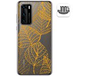 Tumundosmartphone Funda Gel Transparente para Huawei P40 diseño Hojas Dibujos