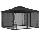vidaXL Cenador con redes gris antracita 300x300x265 cm