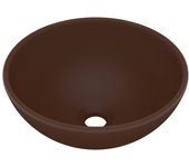 vidaXL Lavabo de Lujo Redondo Cerámica Mate Tocador Montado Encima Color matte light blue,  matte dark blue,  matte white y mas