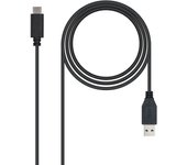 Nanocable USB 3.1, 1m, 1 m, 3.1 (3.1 Gen 2), USB C, USB A, Male connector/Male connector, Negro