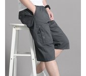 Men Cropped Cargo Shorts Men's Casual Sports Pants Zipper Pocket Summer Cotton Shorts Running Jogger Shorts Elastic Waist