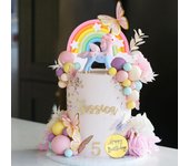 25PCS Foil Firework Unicorn Rainbow Cake Decorations Rainbow Stars Unicorn Balls Happy Birthday Cake Decorations for ​Birthday