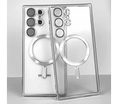 Transparent For MagSafe Magnetic Wireless Charging Case For Samsung Galaxy S24 S23 S22 Ultra Plus Lens Protector Silicone Cover